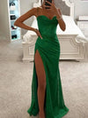 Robe Longue Moulante Fendue sur le Côté, Bustier à Fines Bretelles, Élégante et Sans Manches pour Soirée